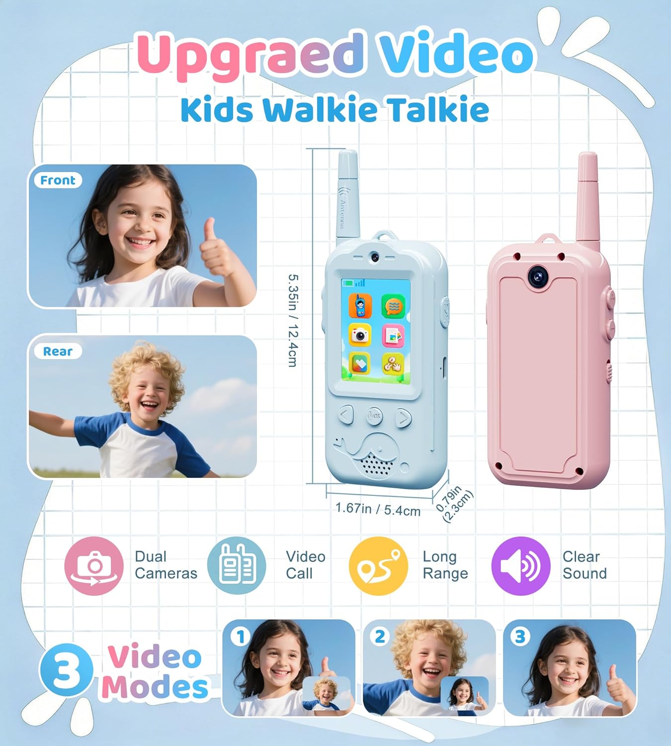 Kids Walkie-Talkie With Camera ( 2 in 1 )